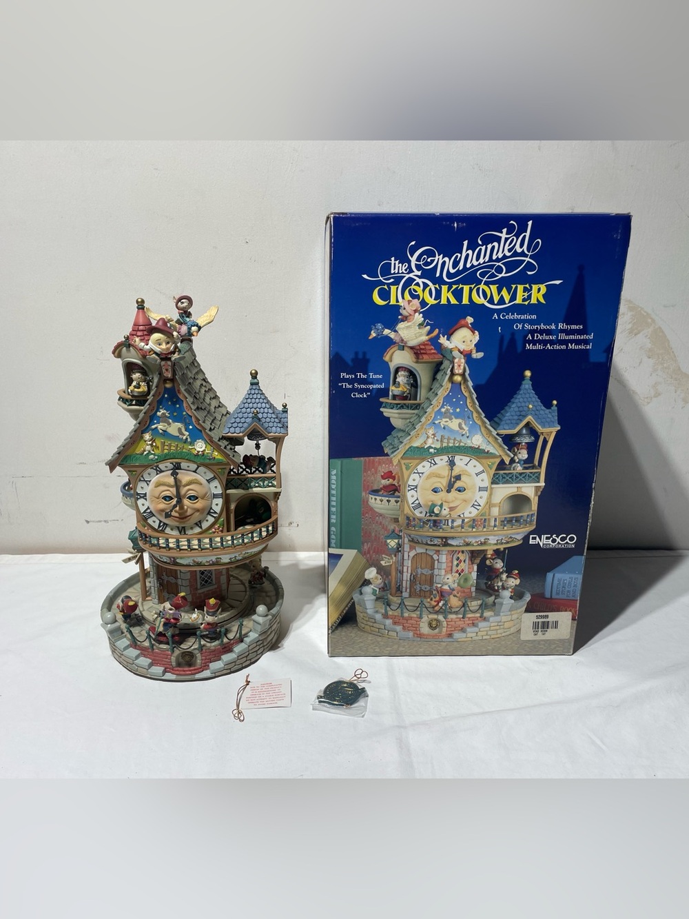 Enesco Enchanted Clocktower 529989 Musical 1993 Working w/ Original Box RARE